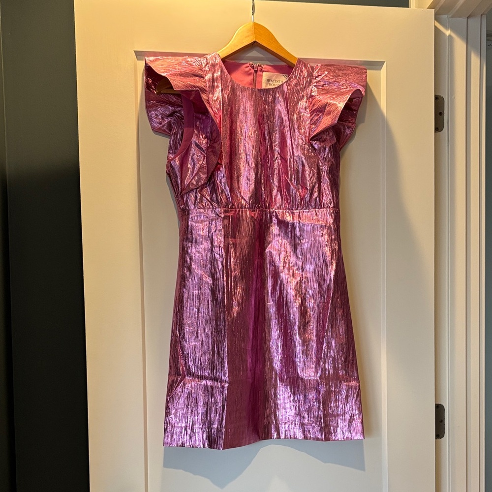 Shiny Pink Ruffle Sleeve Dress from Hyacinth House / Tuckernuck - Size small